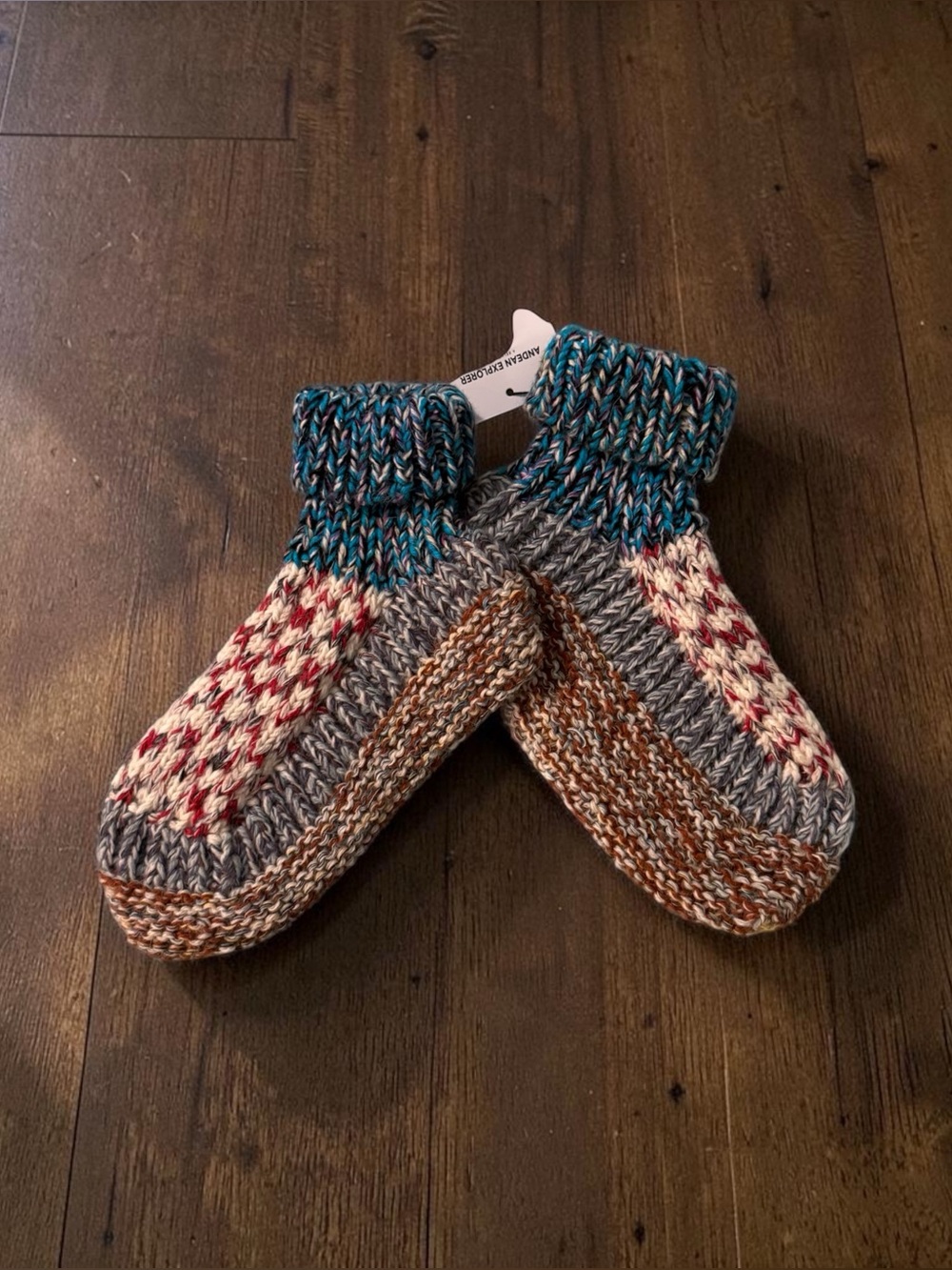 Handmade | Alpaca Wool Cozy Multicolor Knit Slipper Socks